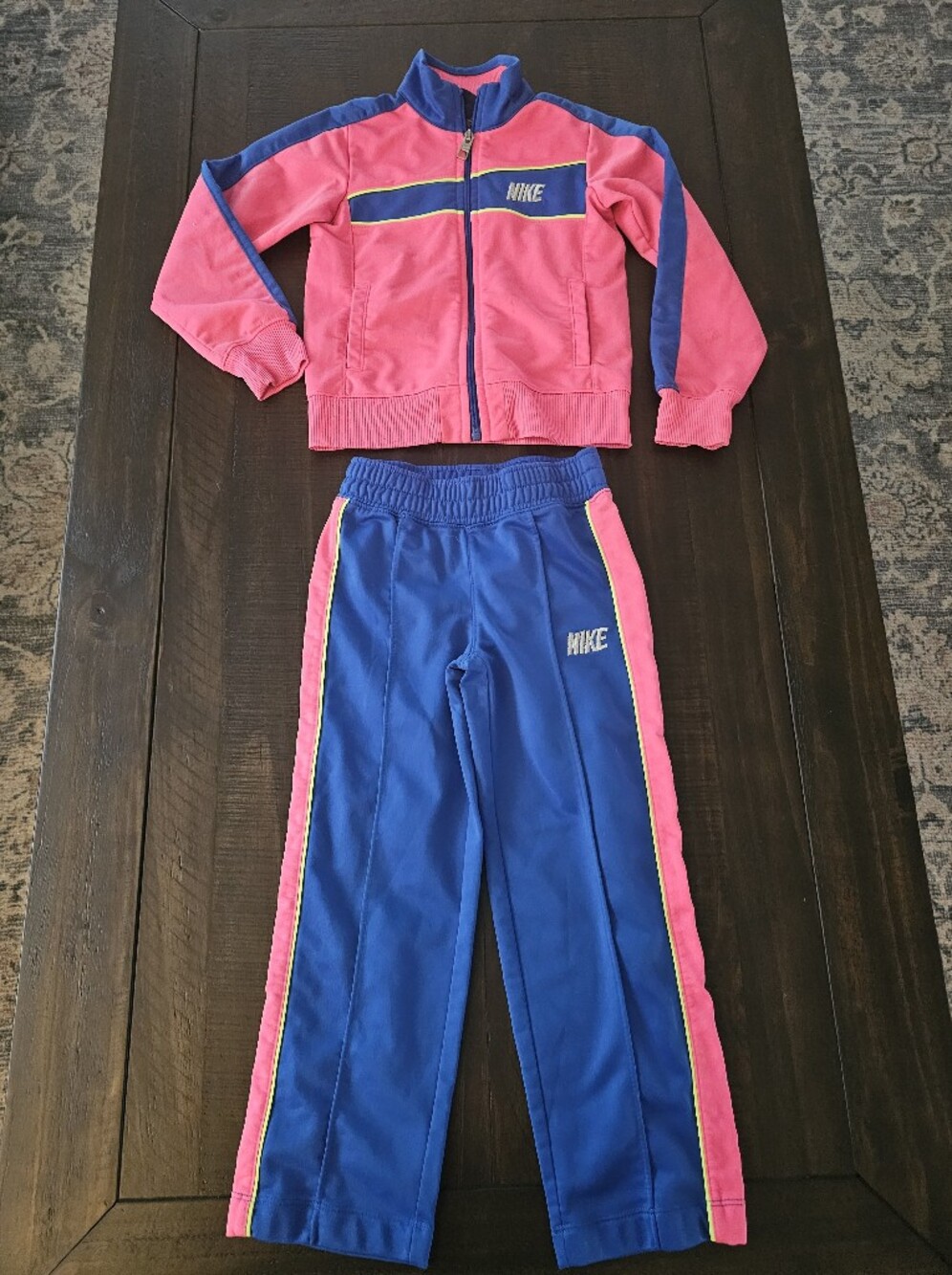 Nike Kids Pink and Blue Track Jacket and Pants Set